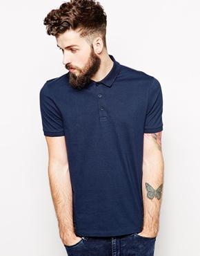 Asos Polo Shirt In Jersey - Navy