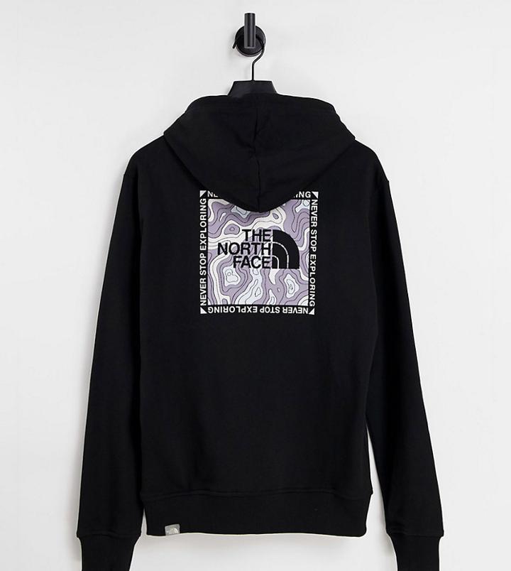 The North Face Topographic Hoodie In Black/white Exclusive At Asos