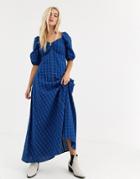 Asos Design Trapeze Maxi Dress In Check - Multi