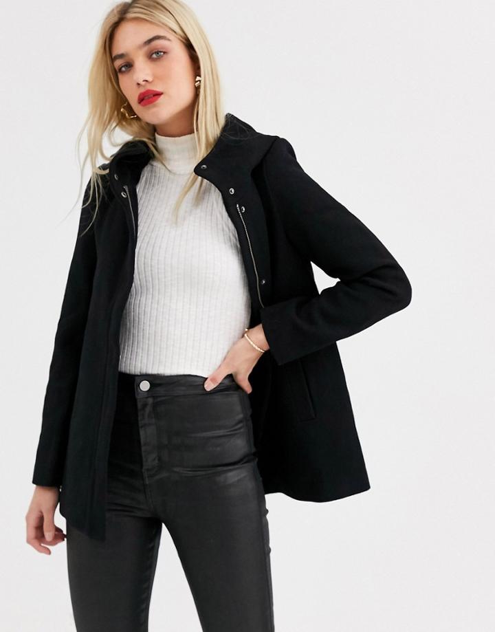 Vero Moda Hooded Wool Coat-black