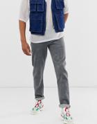 Asos Design Slim Jeans In Gray Bleach Wash