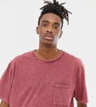 Heart & Dagger Oversized T-shirt With Acid Wash - Red
