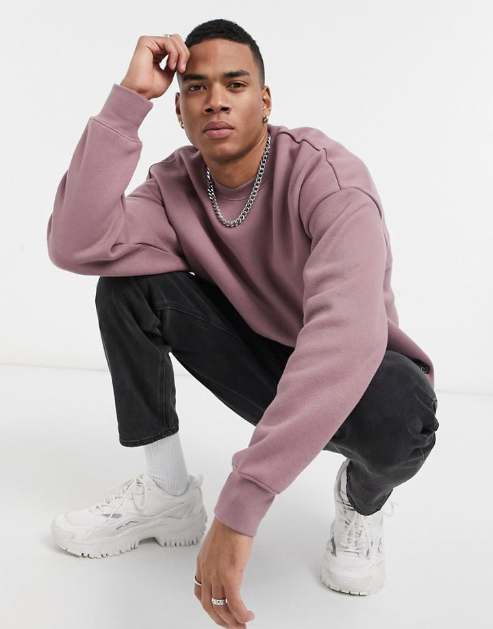 Pull & Bear Crew Neck Sweatshirt In Brown
