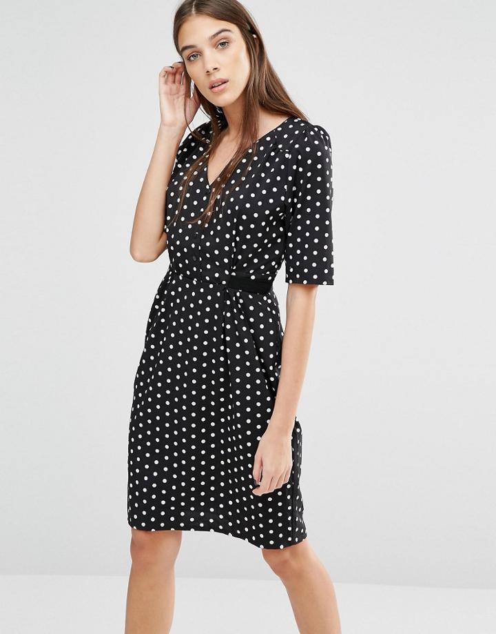 Trollied Dolly My Tie Polka Dot Dress - Black