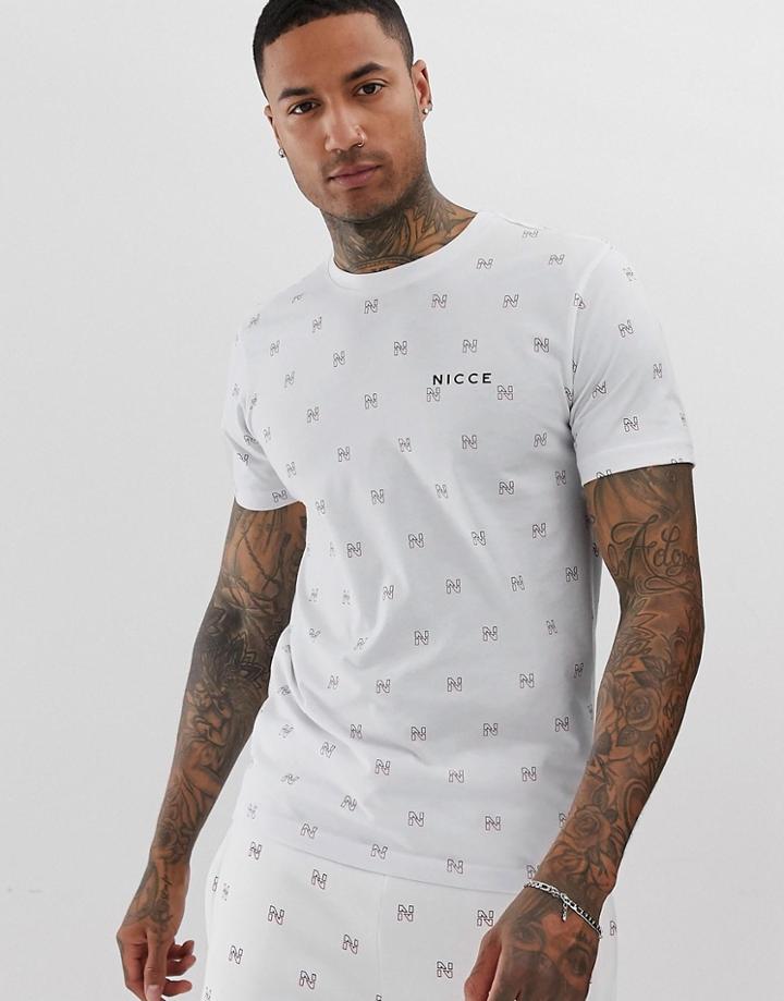 Nicce T-shirt With All Over Logo In White