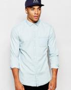 New Look Bleached Denim Shirt With Long Sleeves In Regular Fit - Blue