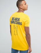 Asos Longline T-shirt With Band Tour Back Print - Yellow