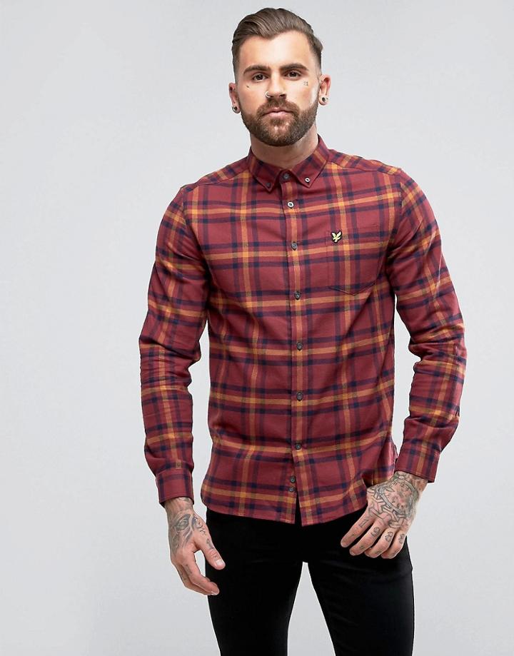 Lyle & Scott Check Flannel Shirt Burgundy - Red