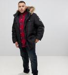 Badrhino Big Parka With Faux Fur Hood In Black - Black