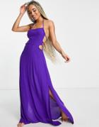 Asos Design Lace Back Maxi Beach Dress In Purple-black