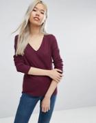 Asos Fitted V Neck T-shirt In Slub - Purple