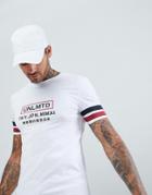 Asos Design Muscle T-shirt With City Text And Panels - White
