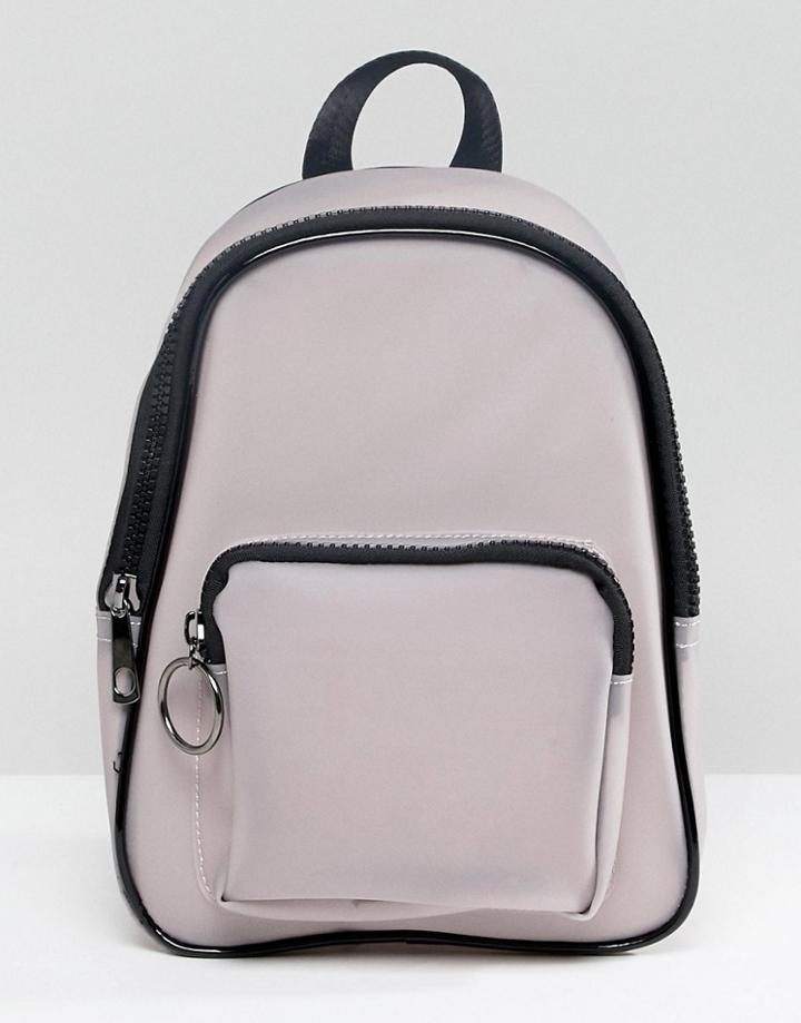 Yoki Fashion Plastic Backpack With Contrast Black Trim - Gray