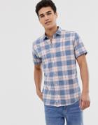 Jack & Jones Premium Slim Shirt Check Shirt In Linen Mix - Pink