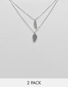 Skinny Dip 2 Pack Half Heart Necklaces - Silver