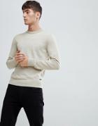Boss Albonok Crew Neck Wool Mix Sweater In Oatmeal - Beige