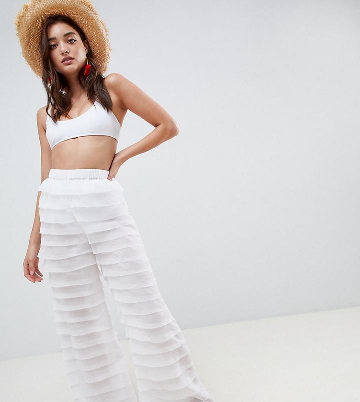 Akasa Ruffle Beach Pants - White