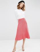 Asos Knitted Skirt With Pleats In Metallic Yarn - Multi