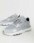 Adidas Originals Nite Sweatpants Sneakers In Gray - White