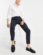Moss London Slim Fit Suit Pants In Navy Check