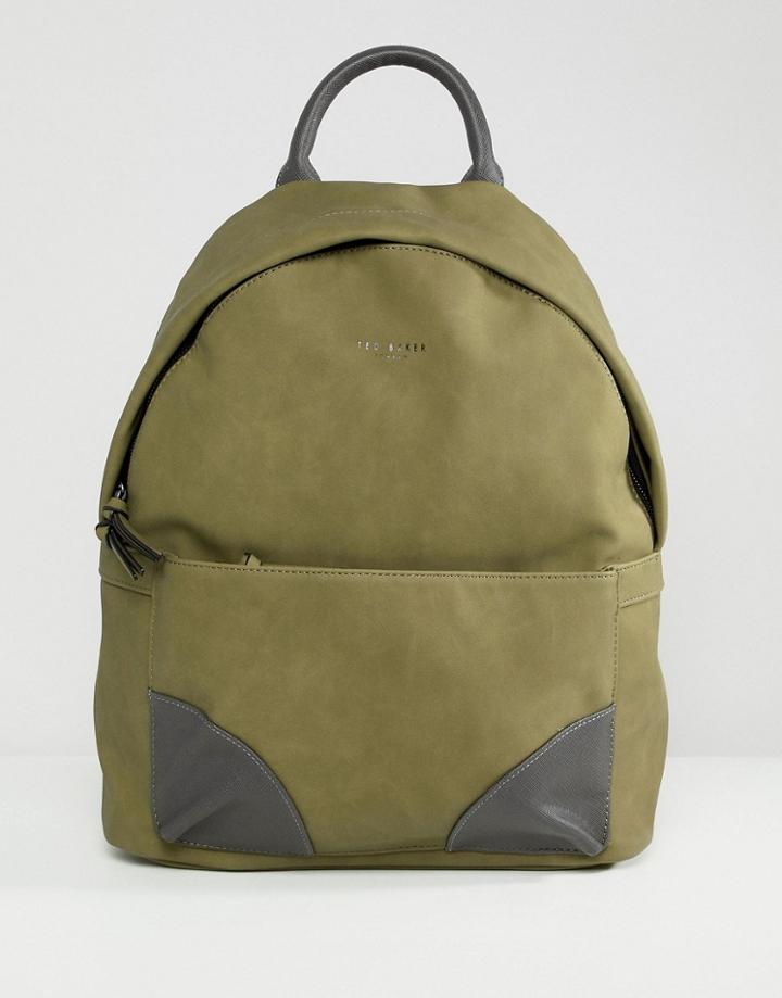 Ted Baker Graveet Backpack In Faux Nubuck - Green