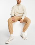Asos Design Oversized Sweatpants With Ribbed Panels In Beige - Part Of A Set-brown