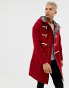 Pull & Bear Wool Coat With Toggles In Red - Red
