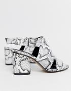 Park Lane Buckle Heeled Sandal In Snake - Beige