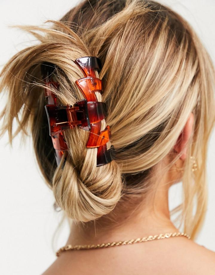 Designb London Abstract Hair Claw In Tortoiseshell Resin-brown