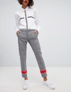Hugo Tailored Check Pants With Contrast Stripe - Gray