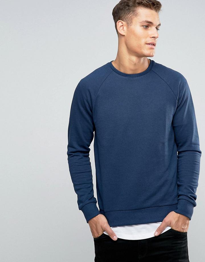 Esprit Sweat With Crew Neck And Raglan Sleeve - Navy