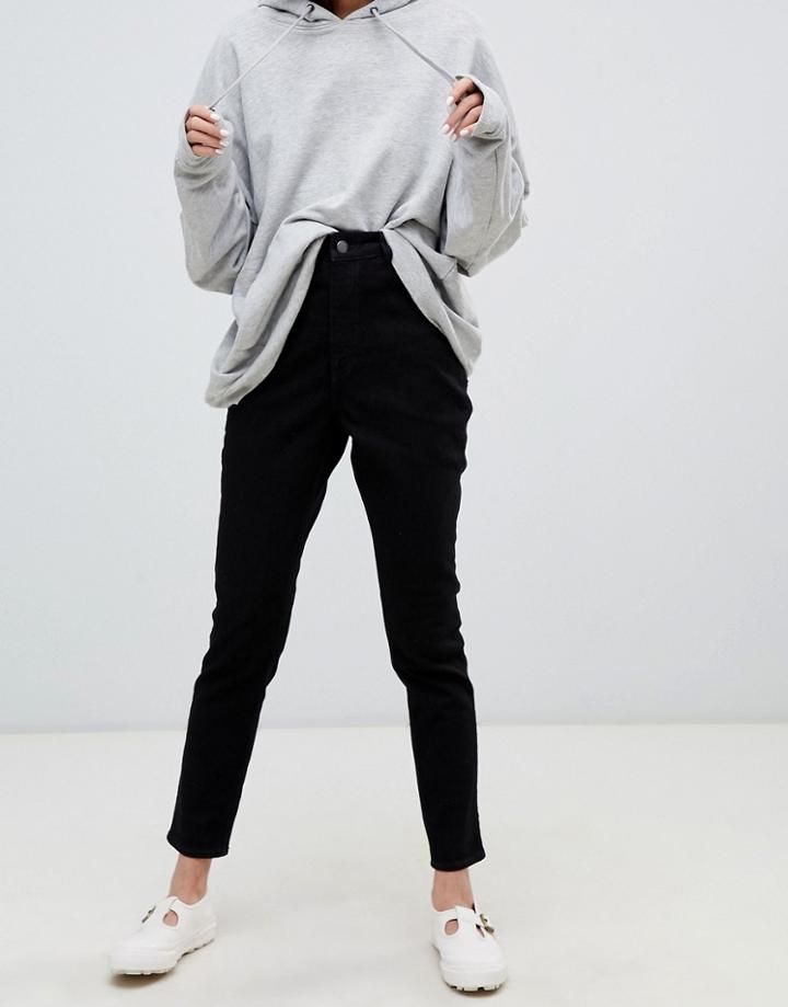Cheap Monday High Rise Mom Jean In Black Stretch Denim
