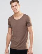 Asos T-shirt With Scoop Neck In Brown Marl - Saddle Brown Marl