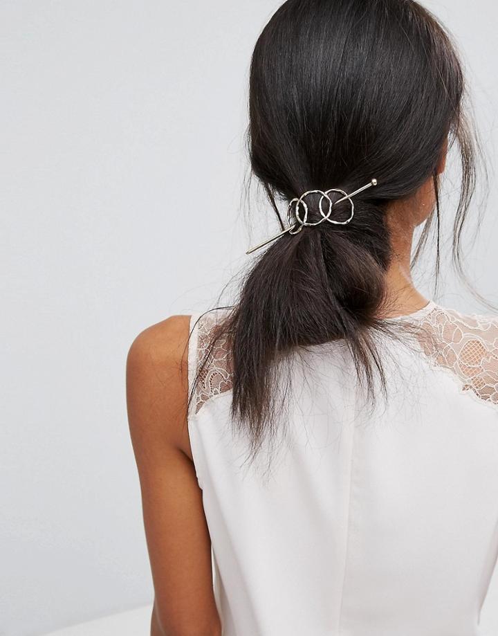 Orelia Triple Open Circle Thread Through Hair Clip - Gold
