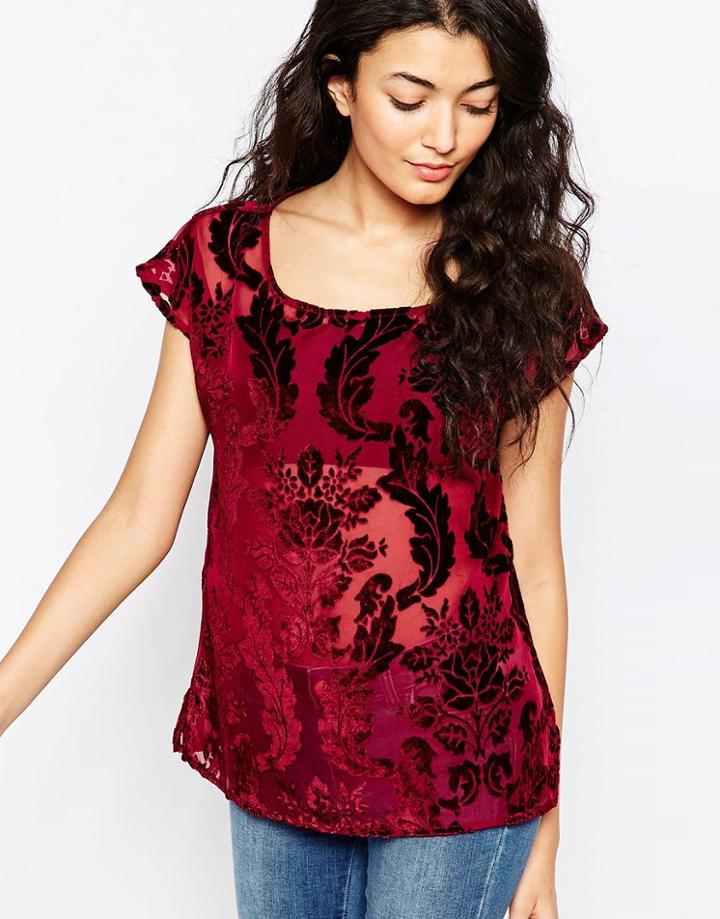 Vila Standard Short Sleeve Top - Cabernet