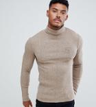 Siksilk Knitted Roll Neck Sweater In Camel Exclusive To Asos - Beige