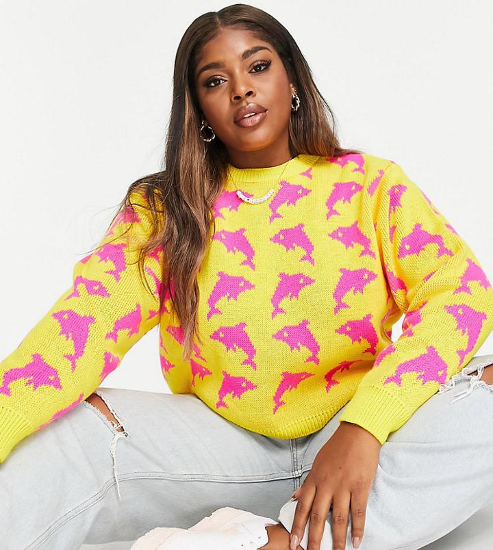 Collusion Plus Dolphin Sweater-yellow