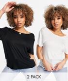 Na-kd 2-pack Scoop Back T-shirt In Black And White-multi