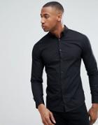Only & Sons Stretch Poplin Button Down Shirt In Black - Black