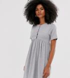 New Look Maternity Nursing Smock Dress In Gray-green