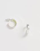 Asos Design Hoops With Neon Detail In Silver Tone - Silver