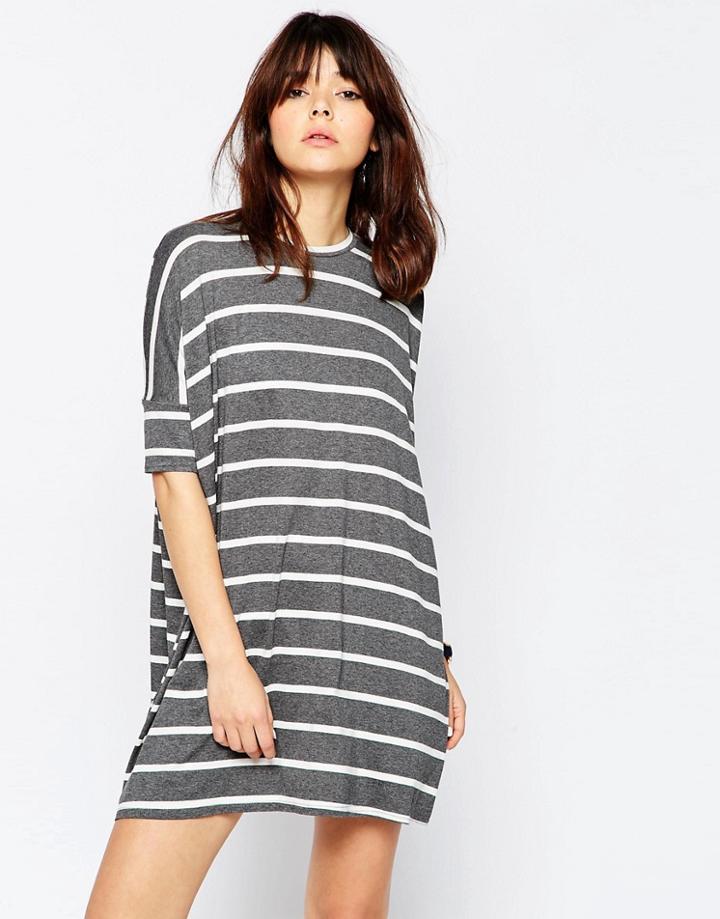 Asos T-shirt Dress In Stripe - Multi