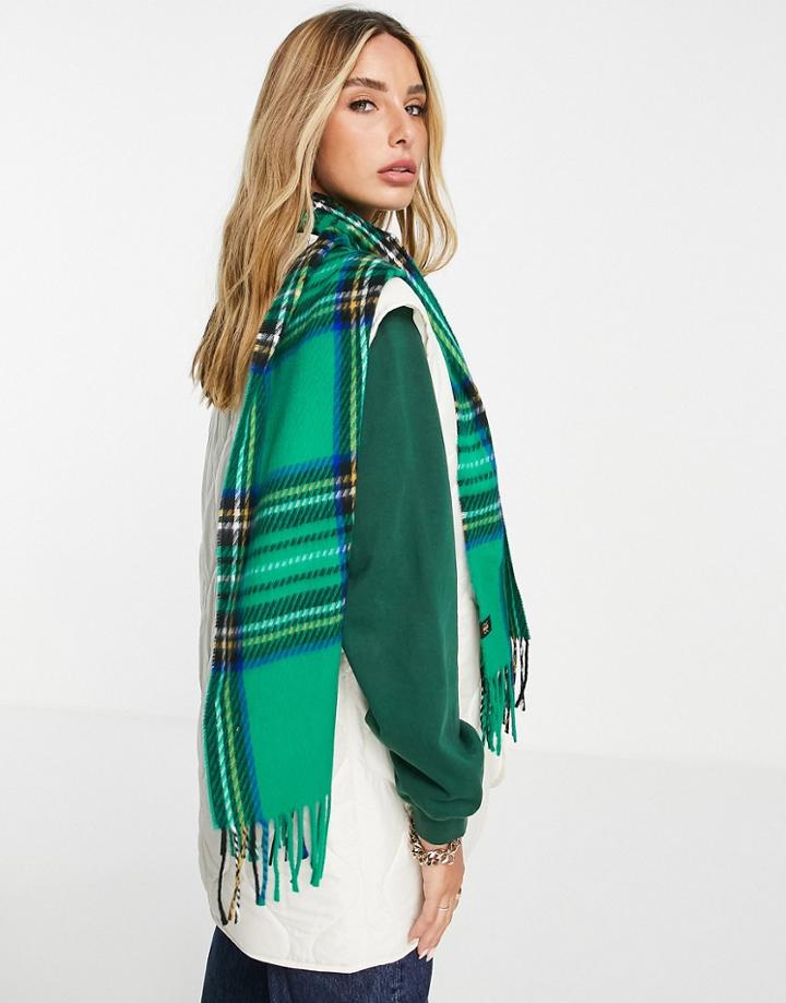 River Island Bold Tartan Check Scarf In Green