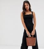 New Look Tall Shirred Ruffle Strappy Jumpsuit In Black