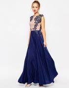 Asos Lace Placement Pretty Maxi Dress - Blue