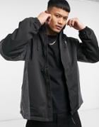 Pull & Bear Contrast Fleece Jacket With Hood In Black
