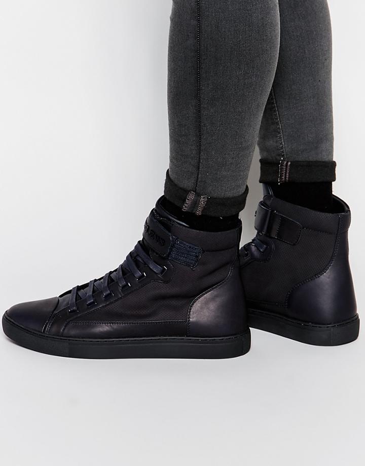Armani Jeans Hi Top Sneakers - Blue