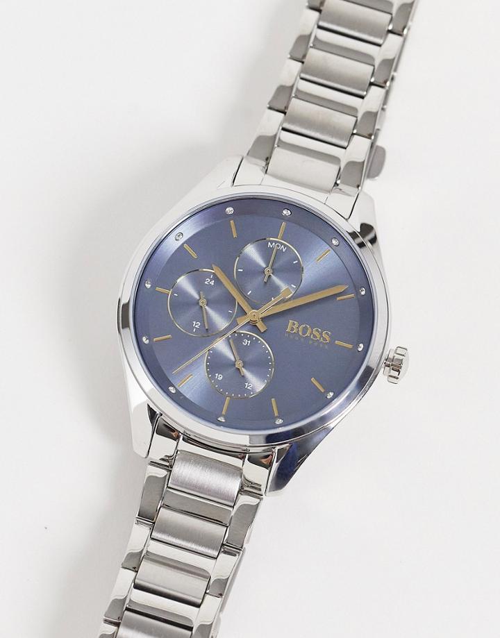 Boss Womens Blue Dial Chronograph Bracelet Watch In Silver 1502583