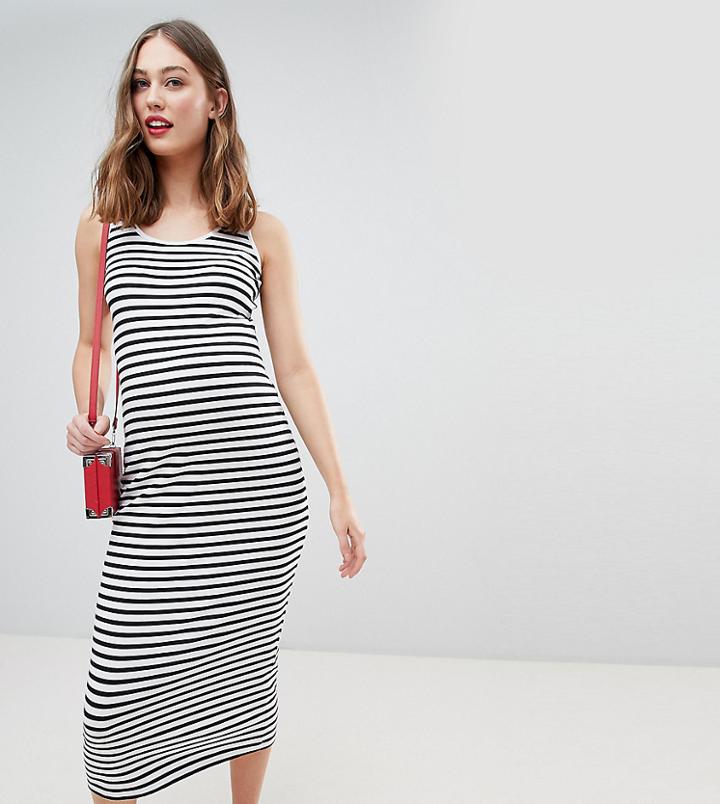 New Look Maternity Stripe Maxi Dress - Blue