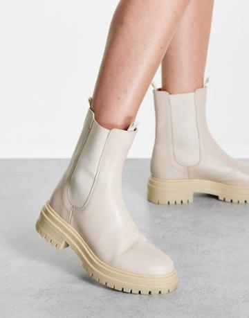 Tony Bianco Wolfe Leather Chelsea Boots In Vanilla Drench-white